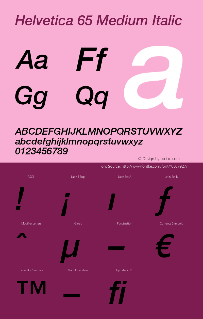 Helvetica 65 Medium Italic OTF 1.0;PS 001.102;Core 1.0.22 Font Sample