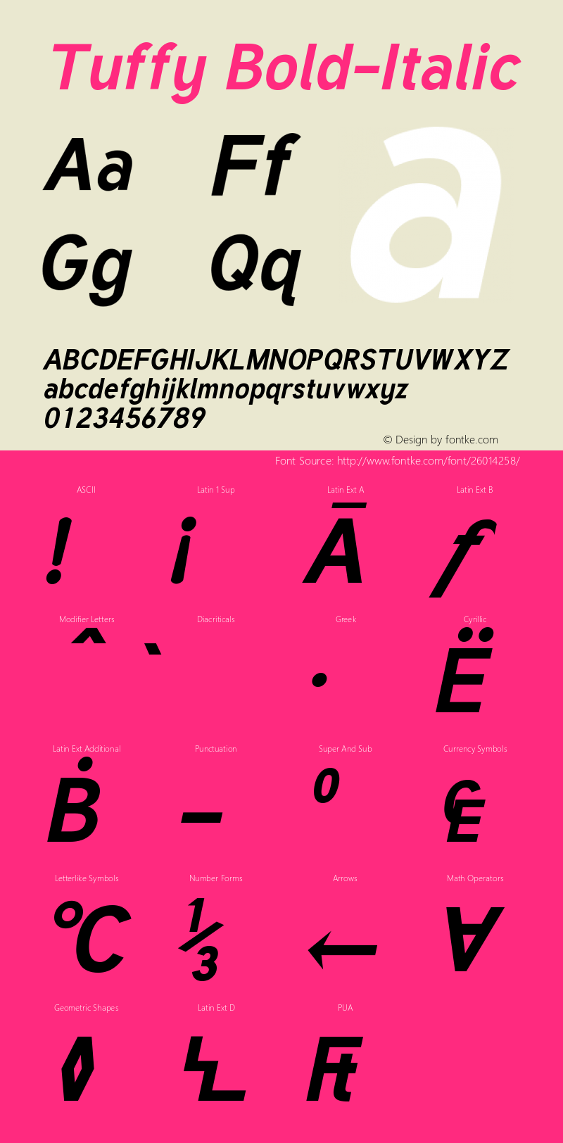 Tuffy Bold Italic Version 001.280 Font Sample