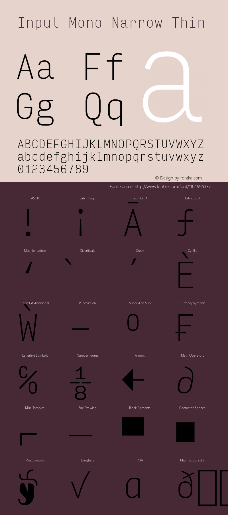 InputMonoNarrow Thin Version 0.000;PS 0.0;hotconv 1.0.72;makeotf.lib2.5.5900; ttfautohint (v0.9) Font Sample