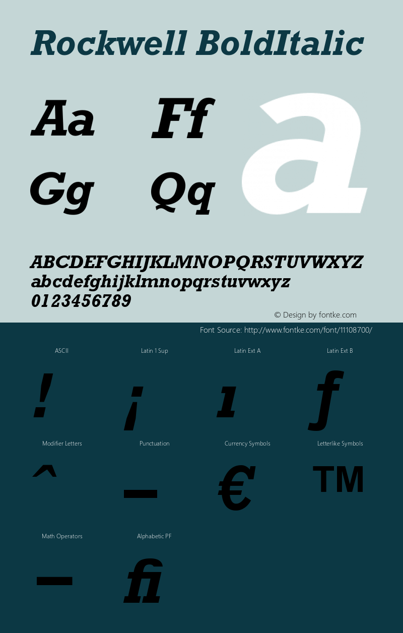 Rockwell BoldItalic Version 001.000 Font Sample