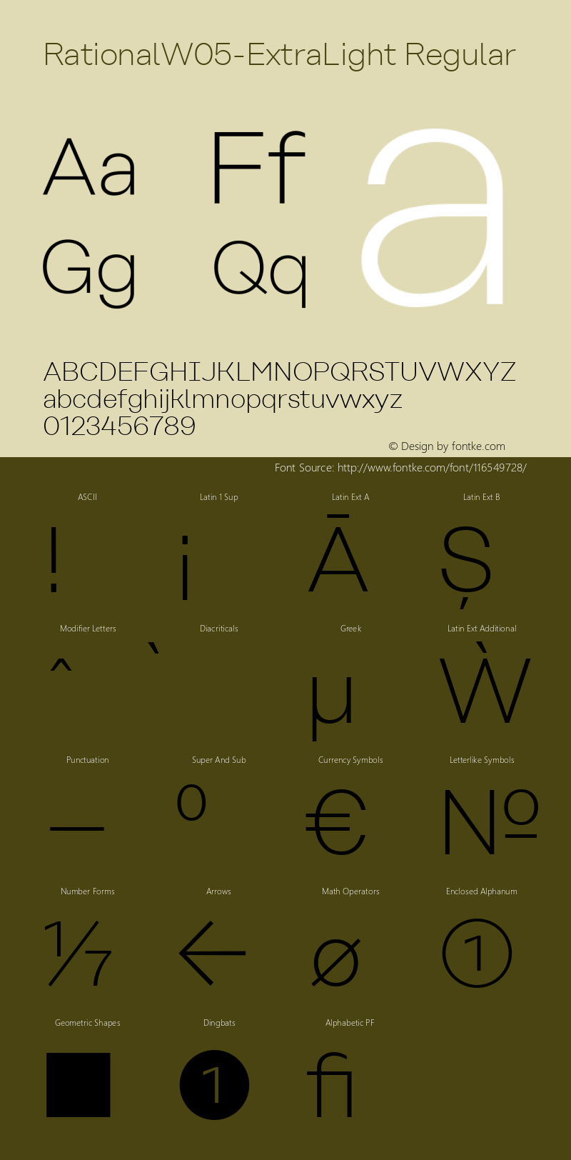 Rational W05 ExtraLight Version 1.00 Font Sample