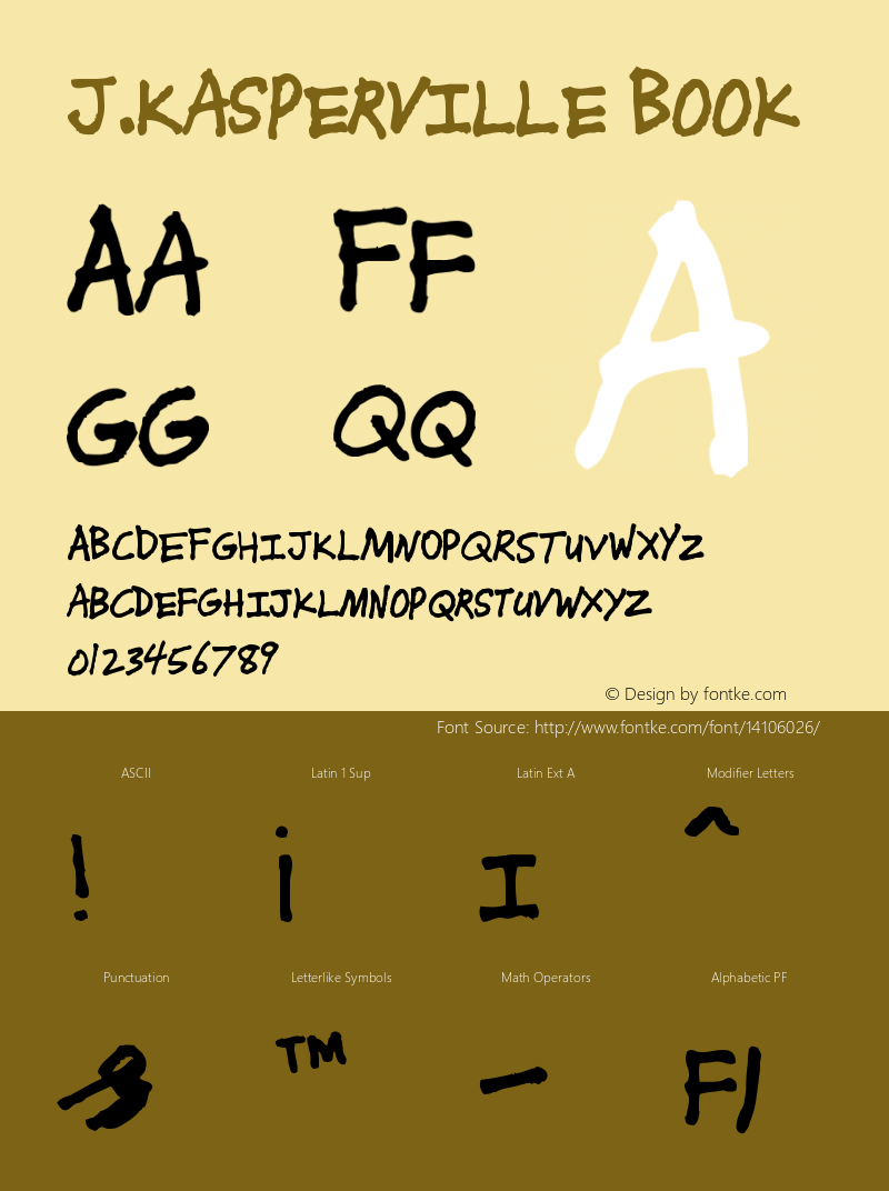 J.Kasperville Book Version 1.0 Font Sample