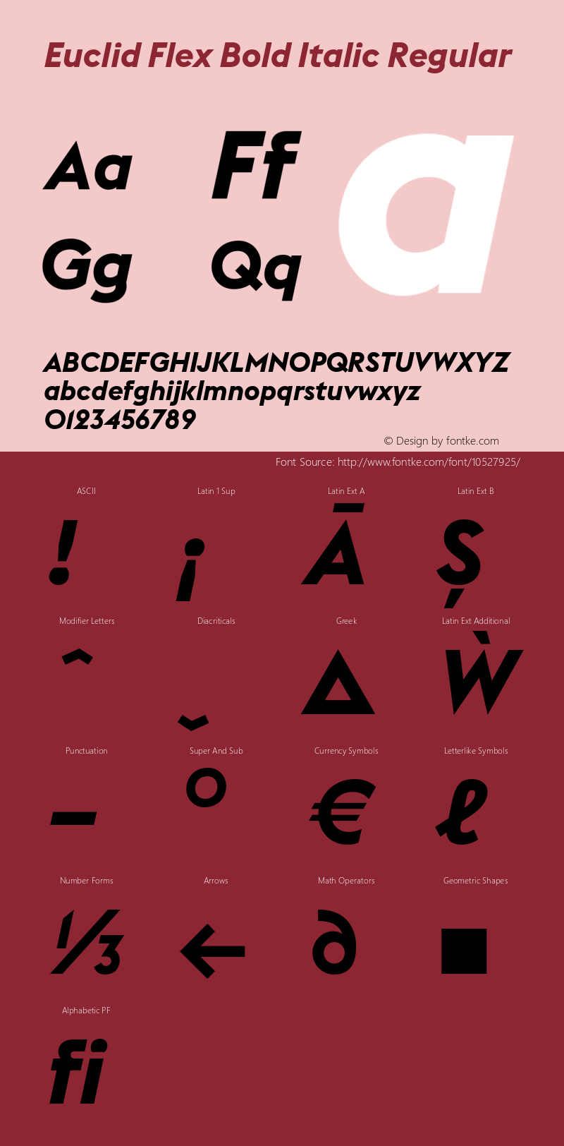 Euclid Flex Bold Italic Regular Version 2.002 Font Sample