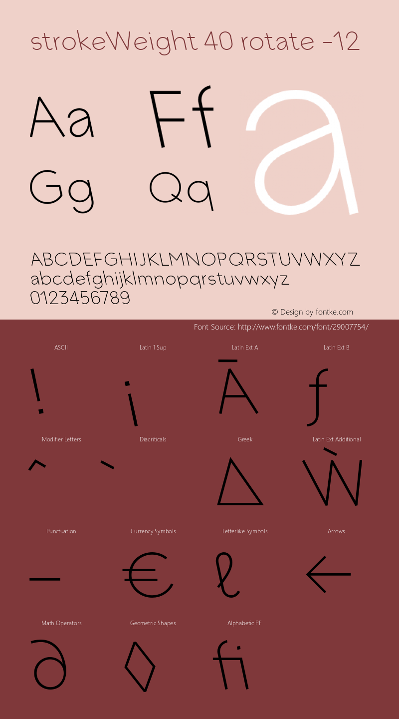 strokeWeight-040rotateL12 Version 1.007 Font Sample