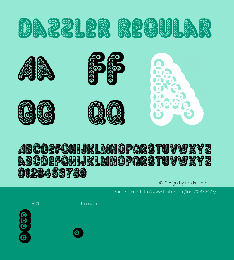 Dazzler Regular Macromedia Fontographer 4.1.3 3/17/02 Font Sample