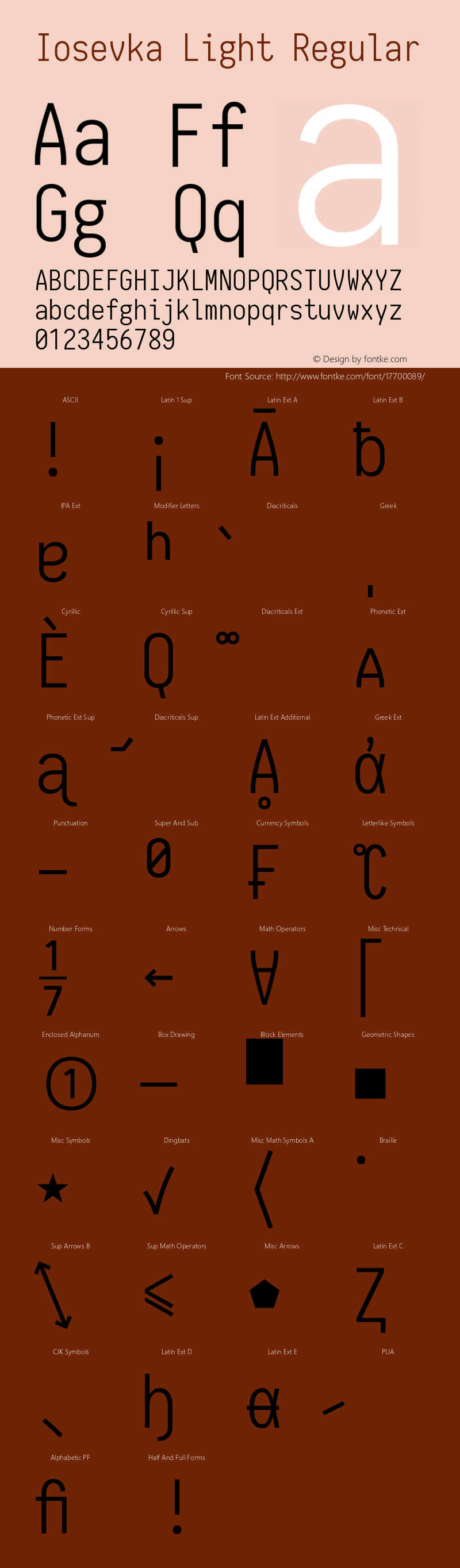 Iosevka Light Regular 1.9.3 Font Sample