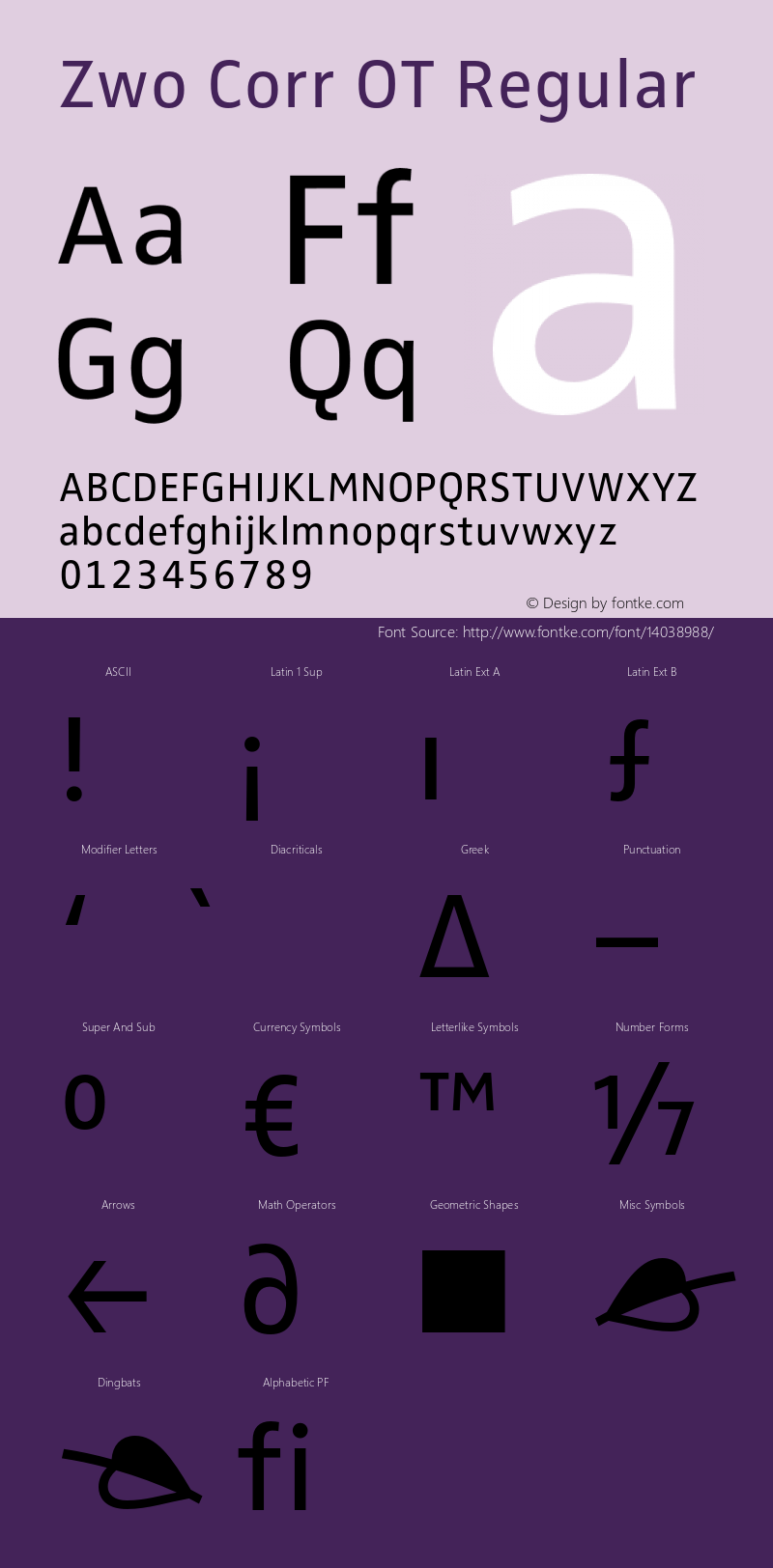 Zwo Corr OT Regular Version 7.504; 2007; Build 1023 Font Sample