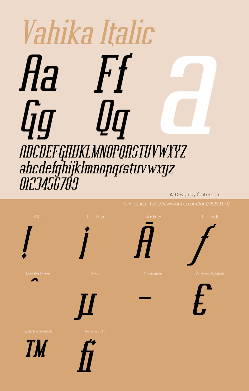 Vahika Italic OTF 3.000;PS 001.001;Core 1.0.29 Font Sample