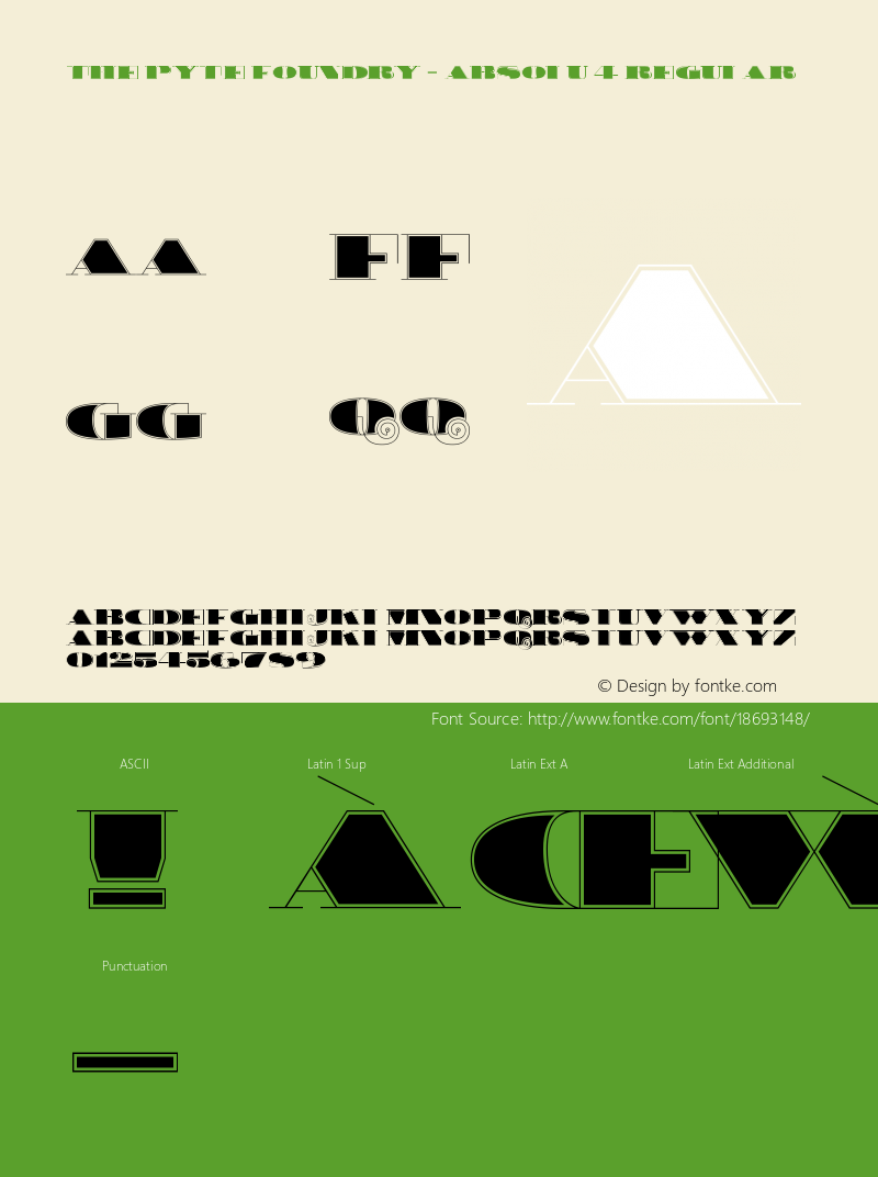 The Pyte Foundry - Absolu 4 Regular Version 1.000;PS 001.000;hotconv 1.0.88;makeotf.lib2.5.64775 Font Sample