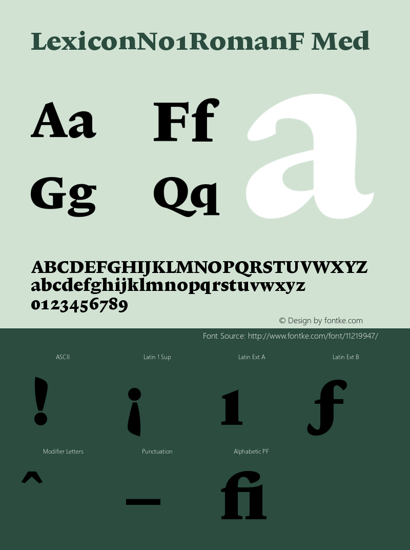 LexiconNo1RomanF Med Version 001.000 Font Sample