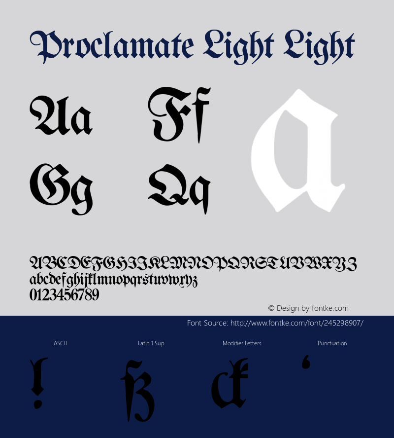 Proclamate Light Light Version 1.0; 2002; initial release图片样张