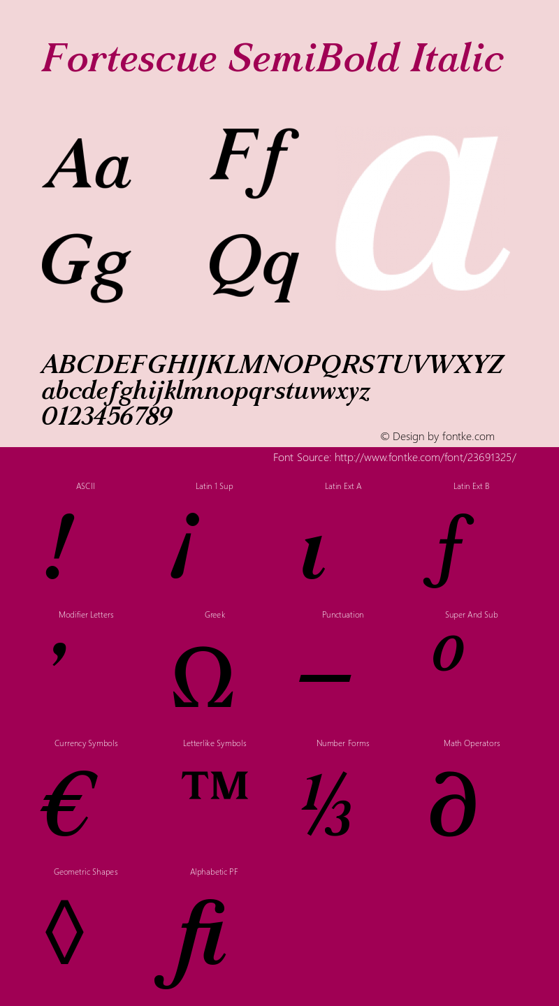 Fortescue SemiBold Italic Version 1.000; ttfautohint (v1.5) Font Sample