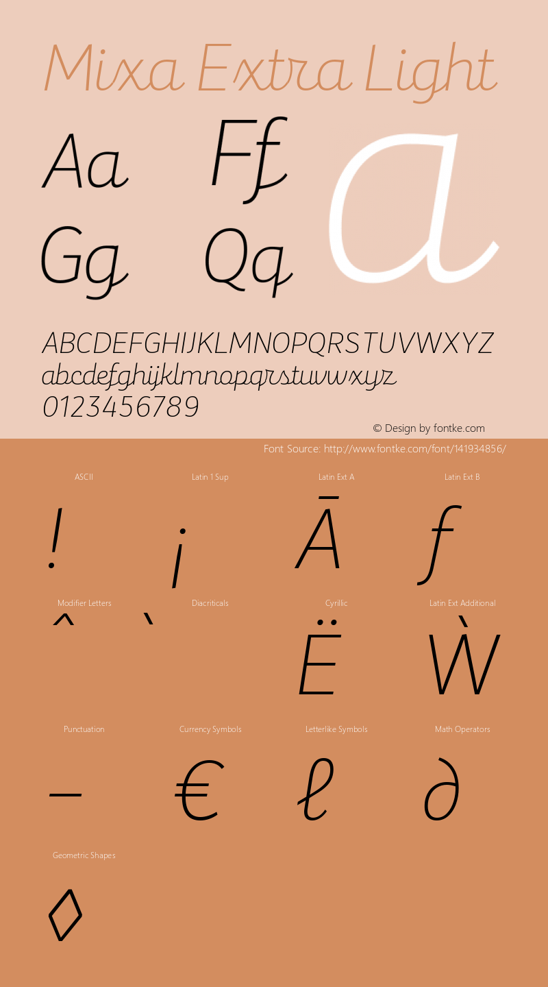 Mixa Extra Light Version 1.000 Font Sample