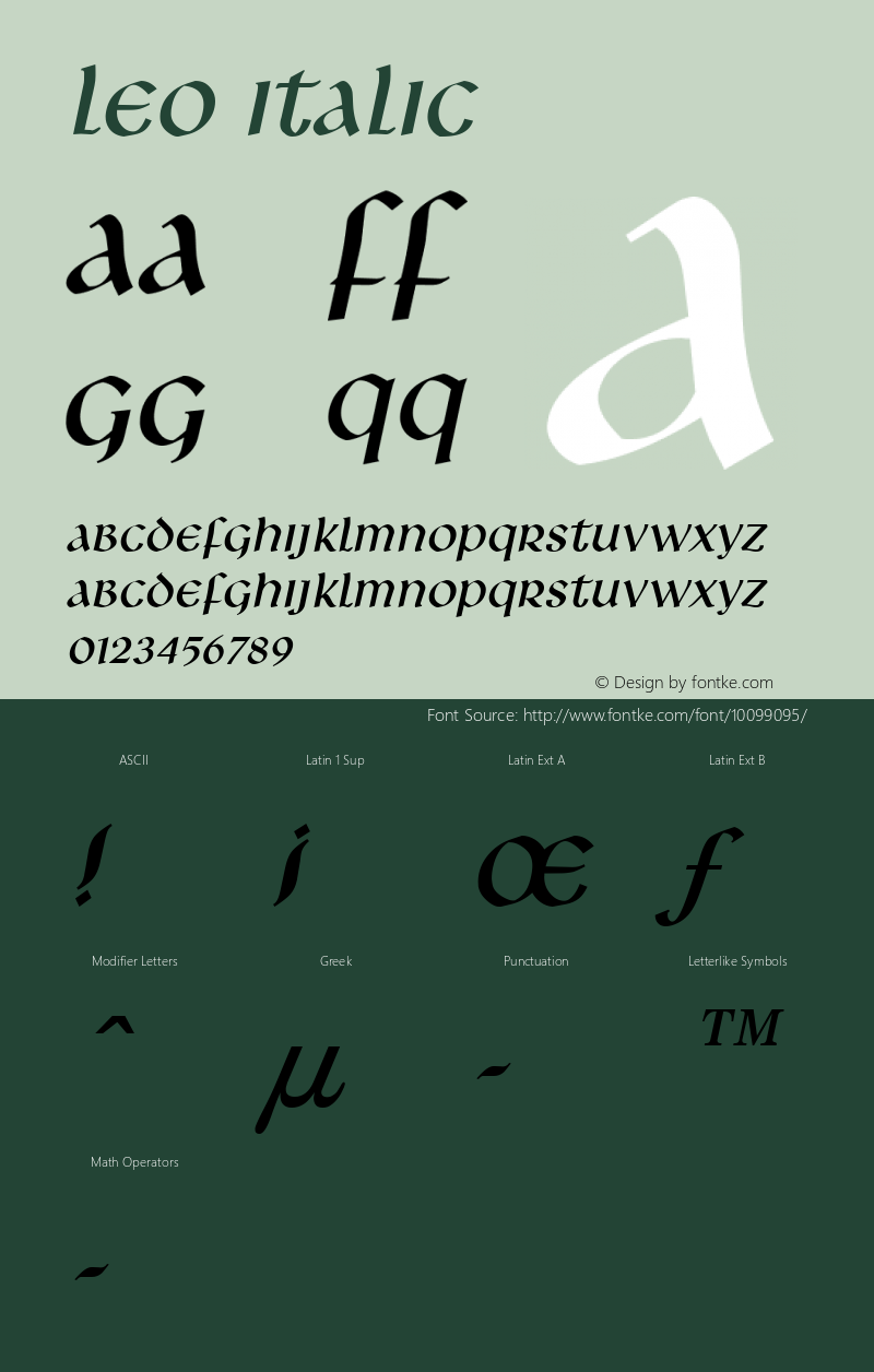 Leo Italic Altsys Fontographer 4.1 1/8/95 Font Sample