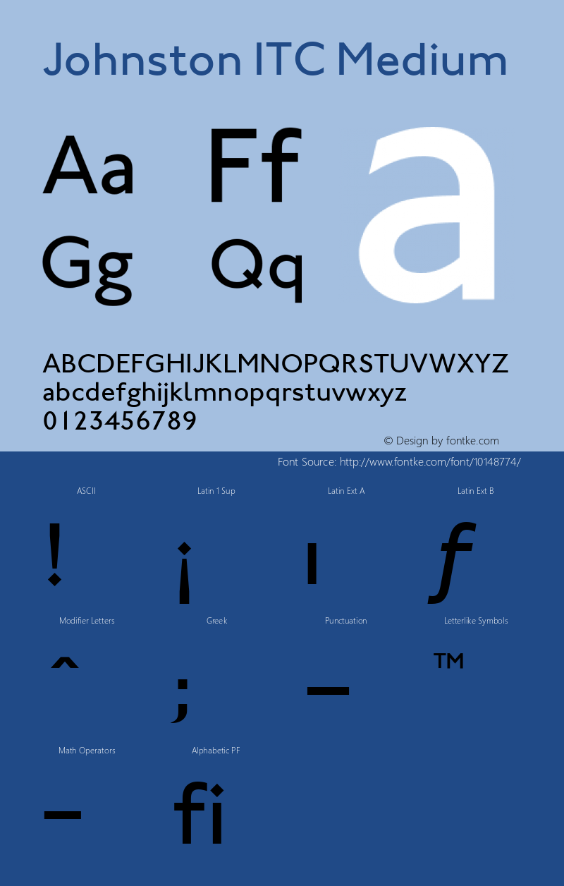 Johnston ITC Medium Version 001.001 Font Sample