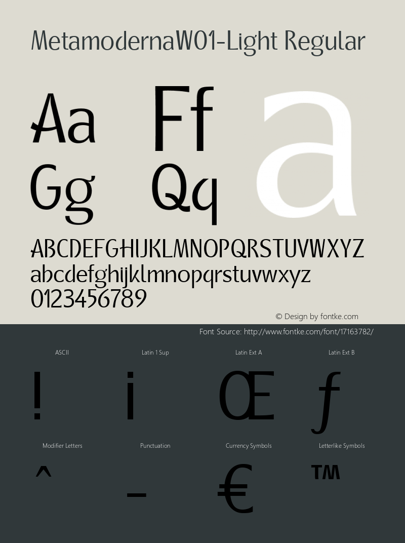 MetamodernaW01-Light Regular Version 1.00 Font Sample