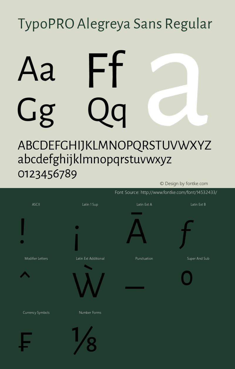 TypoPRO Alegreya Sans Regular Version 1.000;PS 001.000;hotconv 1.0.70;makeotf.lib2.5.58329 DEVELOPMENT Font Sample