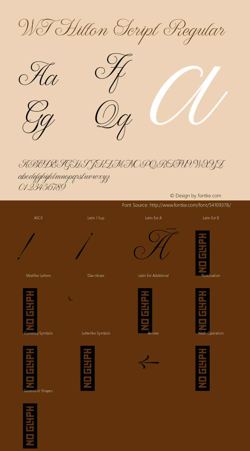 WT Hilton Script Regular Version 1.000;hotconv 1.0.109;makeotfexe 2.5.65596 Font Sample