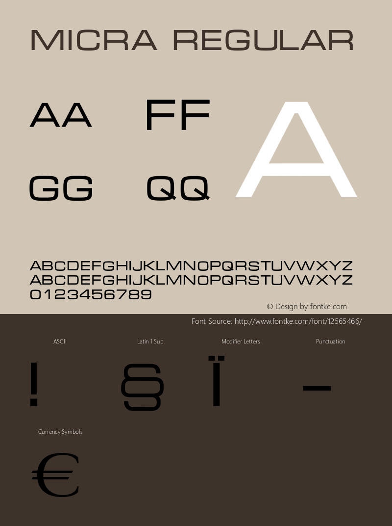 Micra Regular OTF 1.0;PS 001.000;Core 116;AOCM 1.0 28 Font Sample