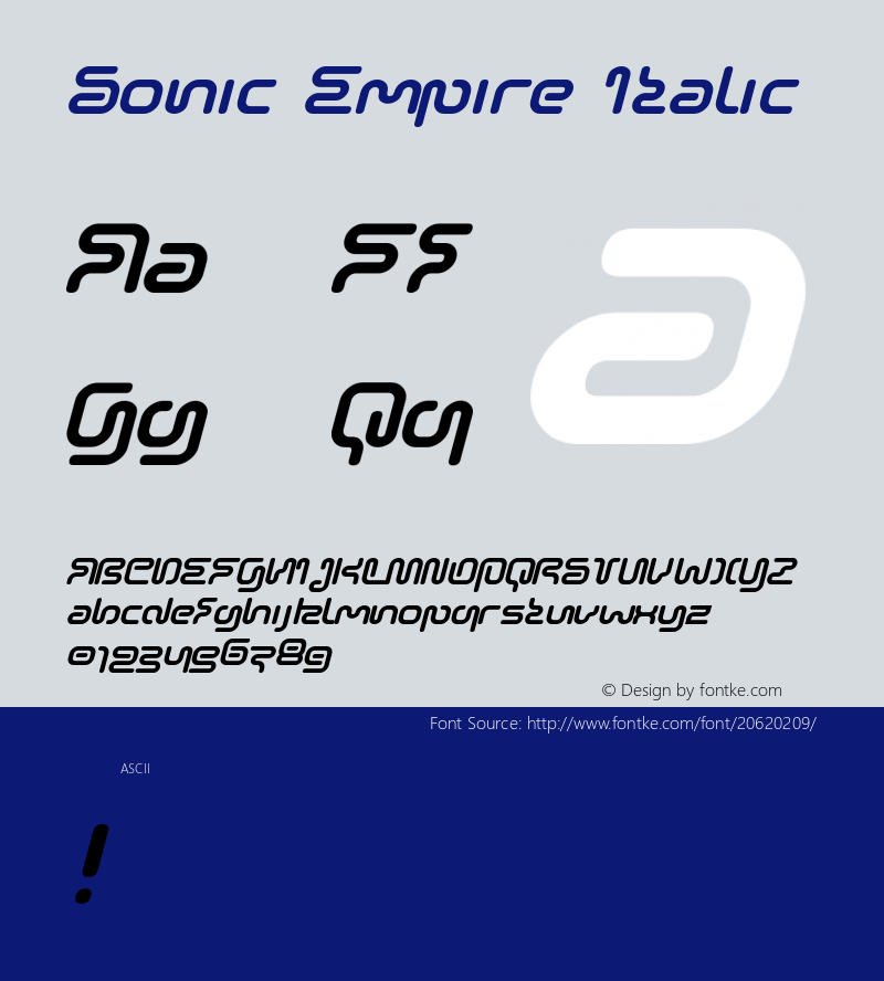 Sonic Empire Italic Version 1.0 Font Sample