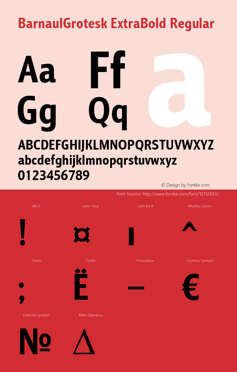 BarnaulGrotesk ExtraBold Regular Version 1.000 2007 initial release Font Sample