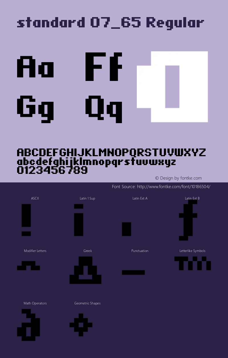 standard 07_65 Regular Version 002.000 Font Sample