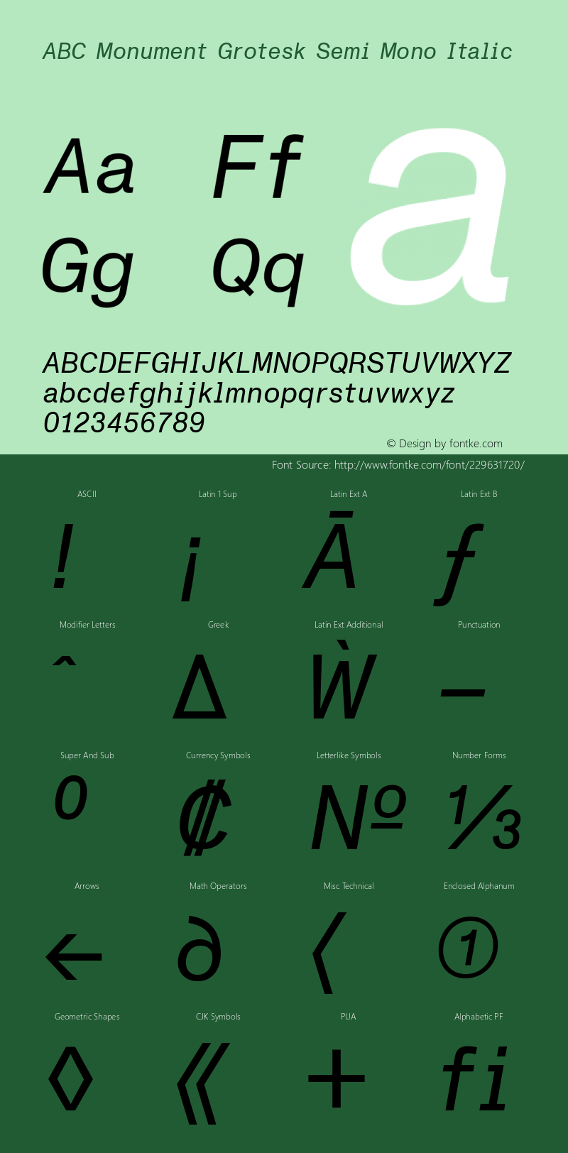 ABC Monument Grotesk Semi Mono Italic Version 2.001图片样张
