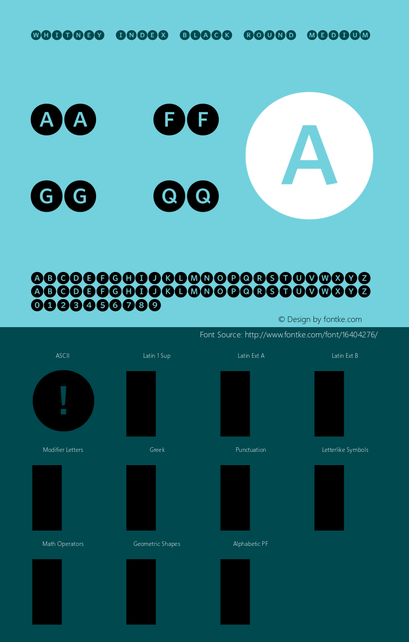 Whitney Index Black Round Medium Version 1.3 Basic Font Sample