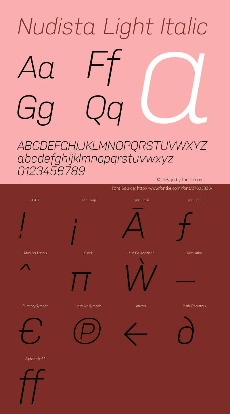 Nudista Light Italic Version 2.000 Font Sample