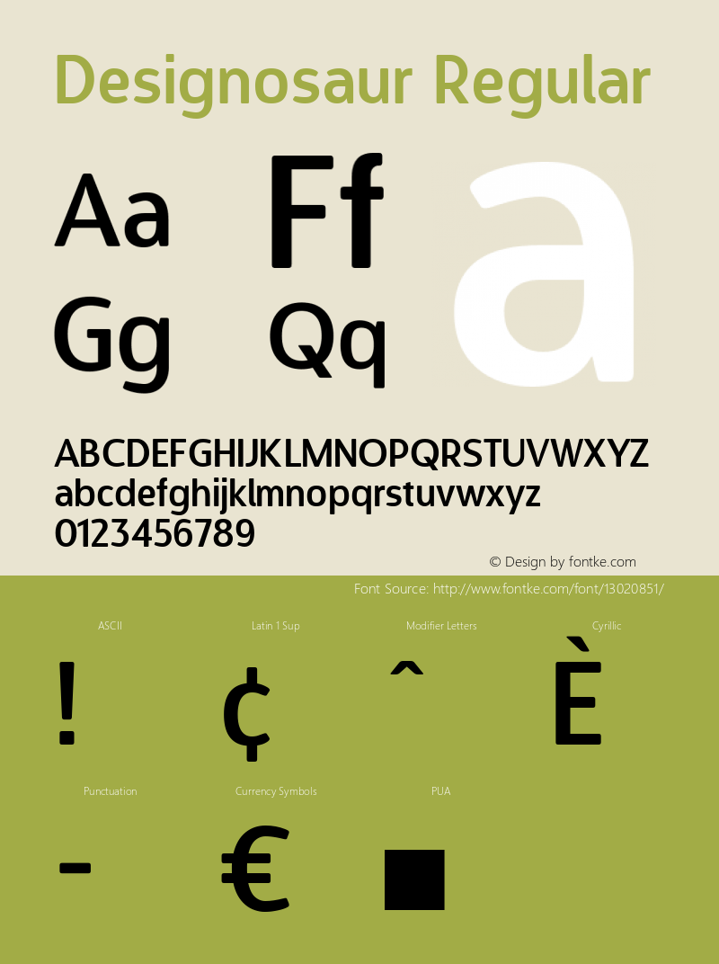 Designosaur Regular 1.0 Font Sample