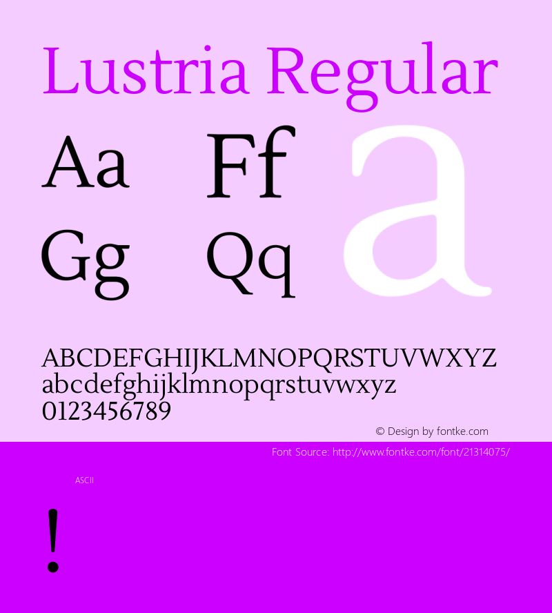 Lustria Regular  Font Sample