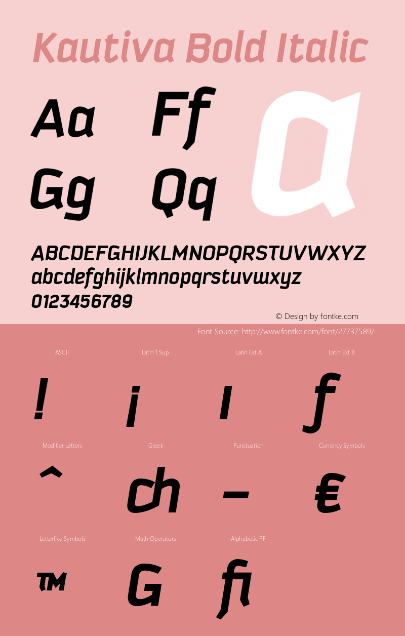 Kautiva-BoldItalic 001.000 Font Sample