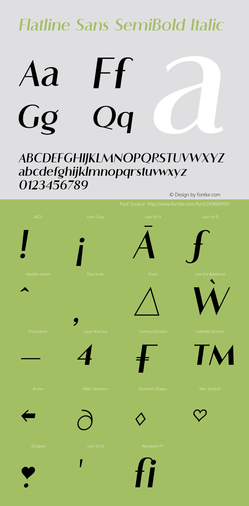 Flatline Sans SemiBold Italic Version 2.000;FEAKit 1.0图片样张