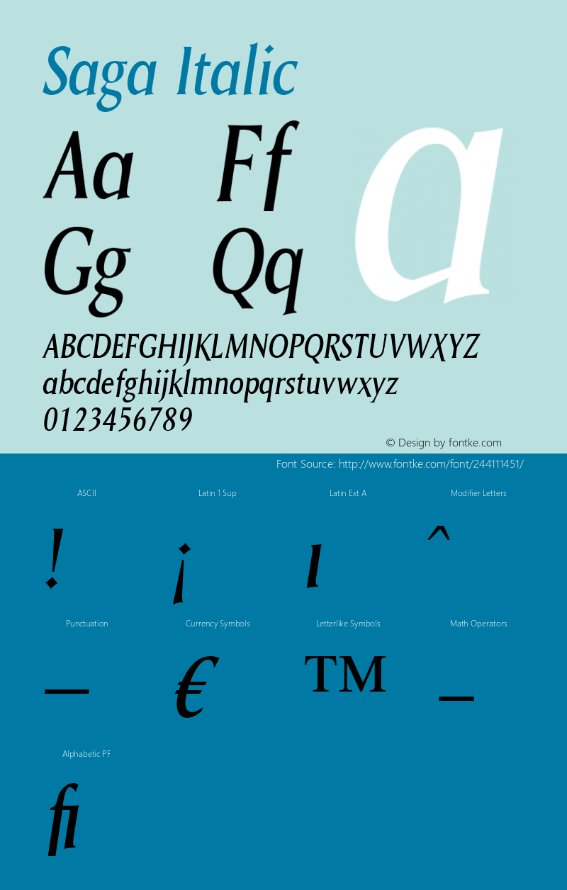 Saga Italic Version 1.00图片样张