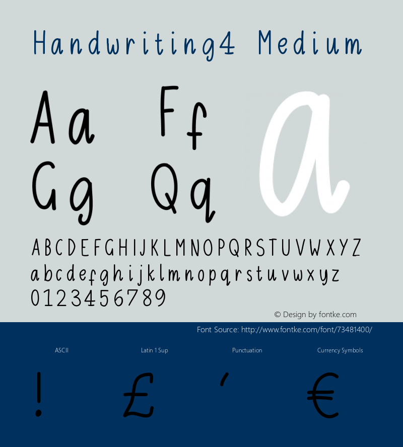 Handwriting4 Version 001.000 Font Sample