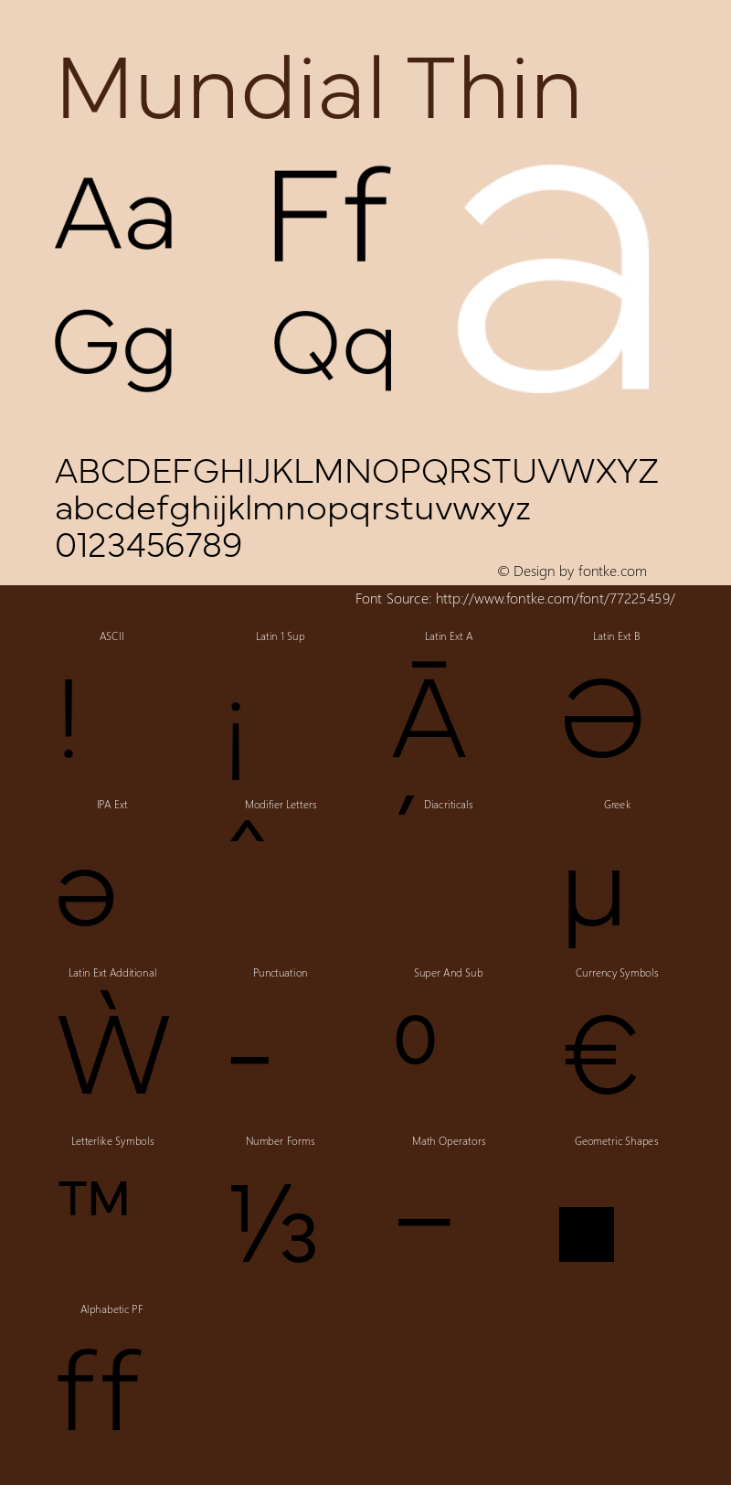 Mundial-Thin Version 1.000 Font Sample