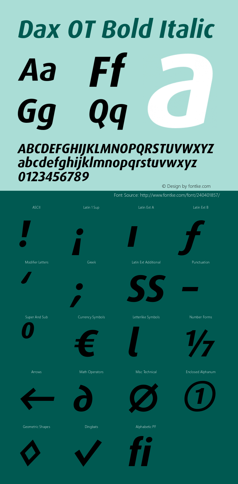 Dax OT Bold Italic Version 7.504; 2005; Build 1026图片样张