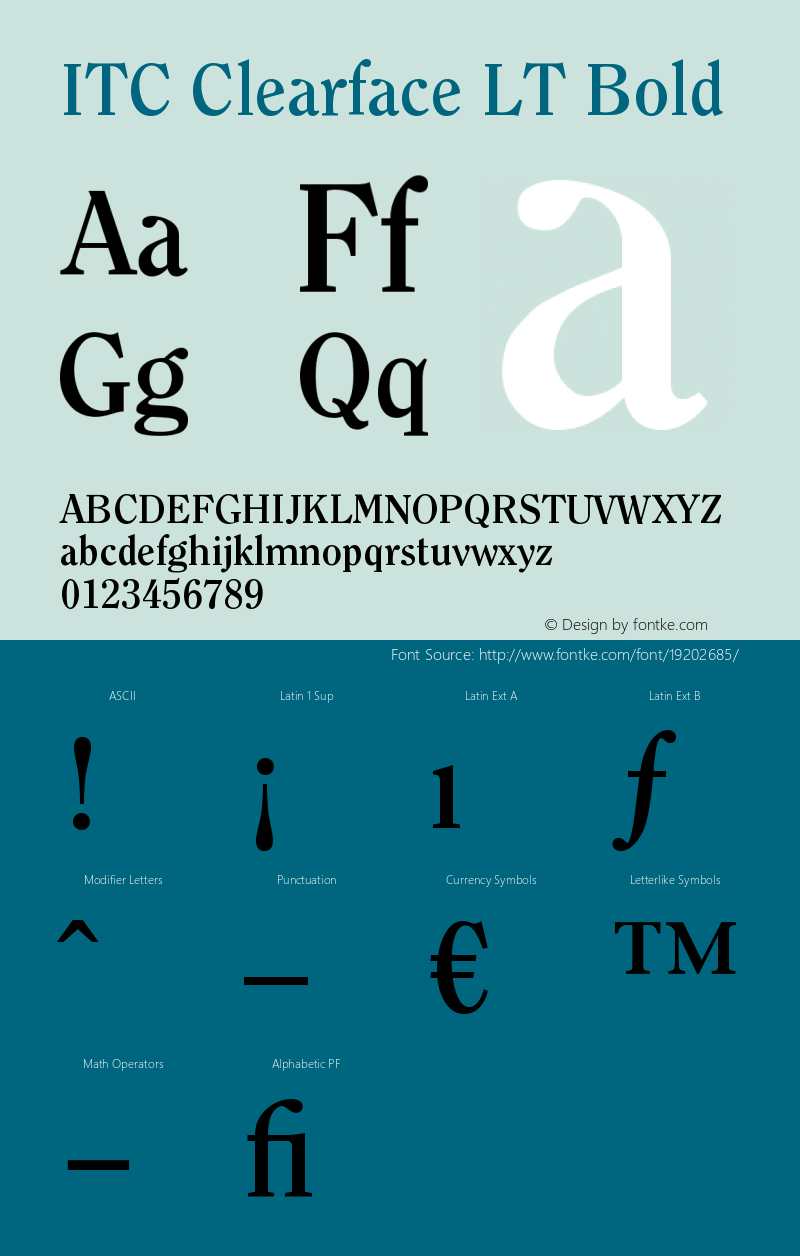 ITC Clearface LT Bold Version 006.000 Font Sample