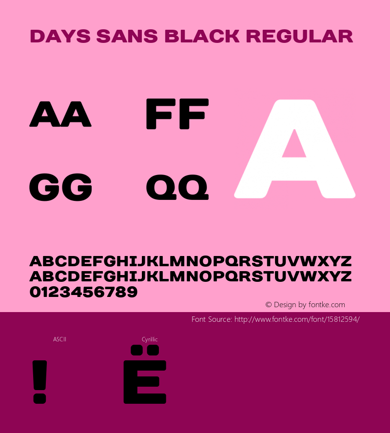 Days Sans Black Regular Version 1.000; ttfautohint (v1.4.1) Font Sample