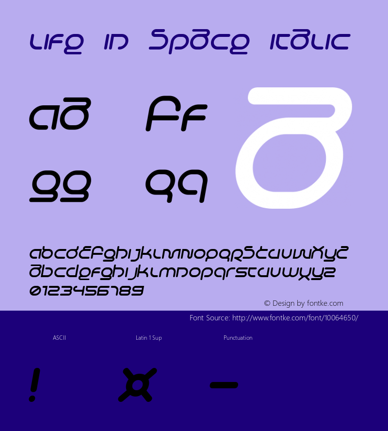 Life in Space Italic Version 1.0 Font Sample