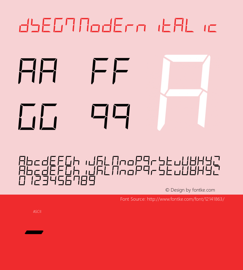 DSEG7 Modern Italic Version 0.2 Font Sample