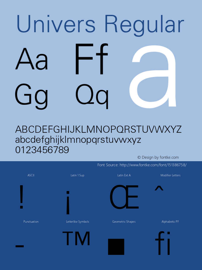 Univers Regular 001.001 Font Sample