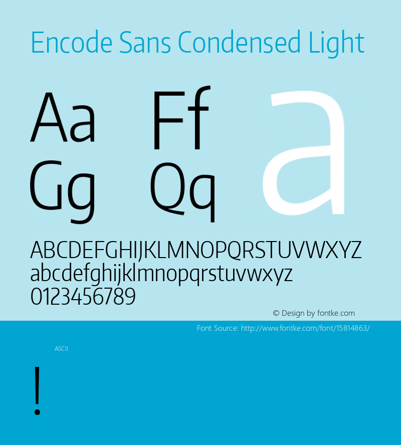 Encode Sans Condensed Light Version 1.000; ttfautohint (v1.4.1) Font Sample