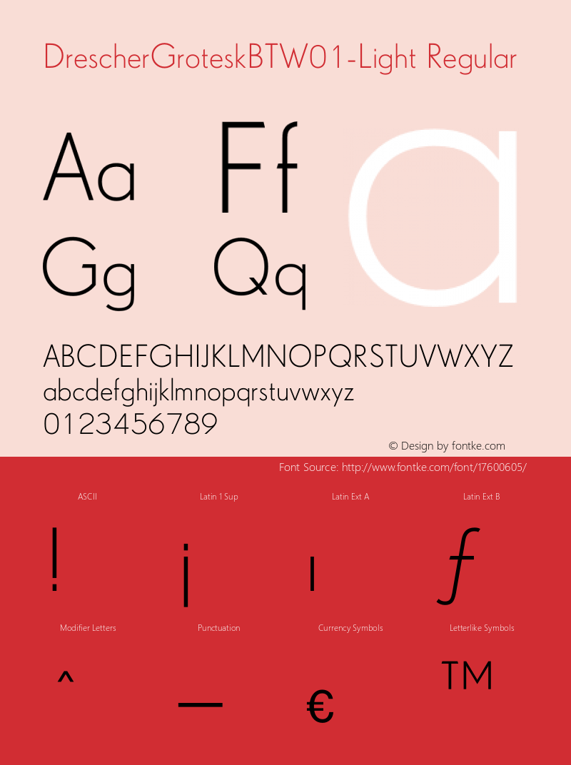 DrescherGroteskBTW01-Light Regular Version 1.00 Font Sample