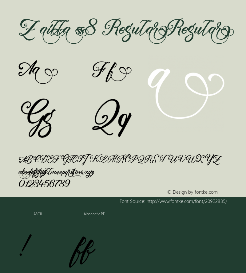 Zailla ss8 Regular Version 1.000 Font Sample