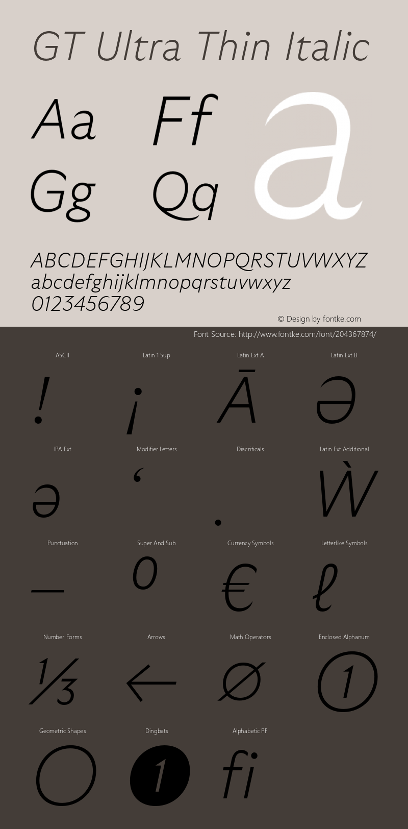 GT Ultra Thin Italic Version 1.000;FEAKit 1.0图片样张