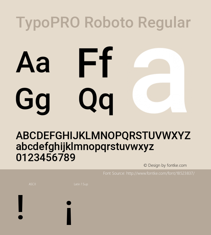 TypoPRO Roboto Regular Version 2.135; 2016 Font Sample