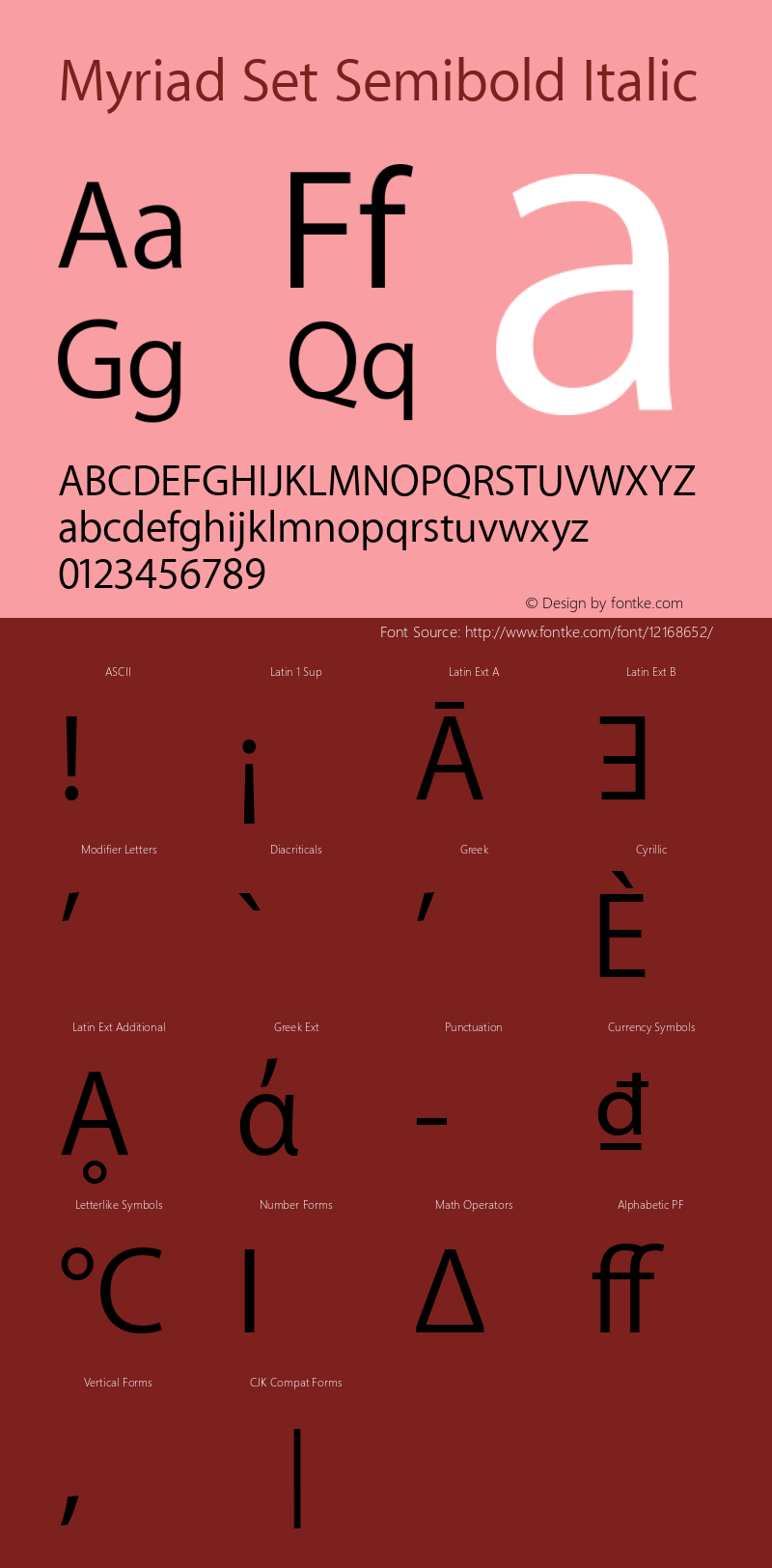 Myriad Set Semibold Italic 10.0d15e1 Font Sample