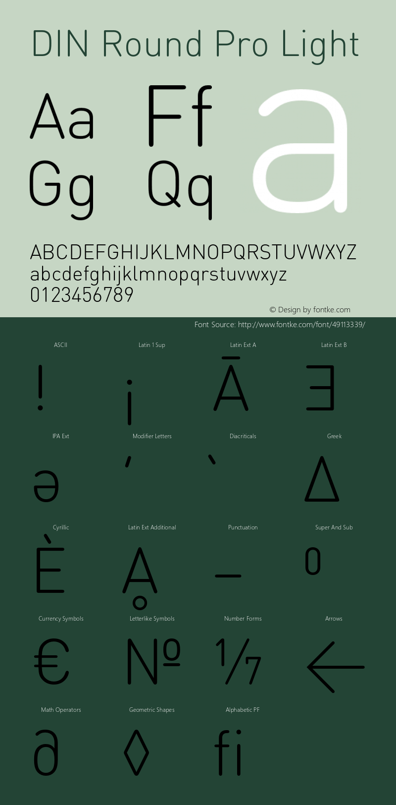 DIN Round Pro Light Version 7.600, build 1027, FoPs, FL 5.04 Font Sample