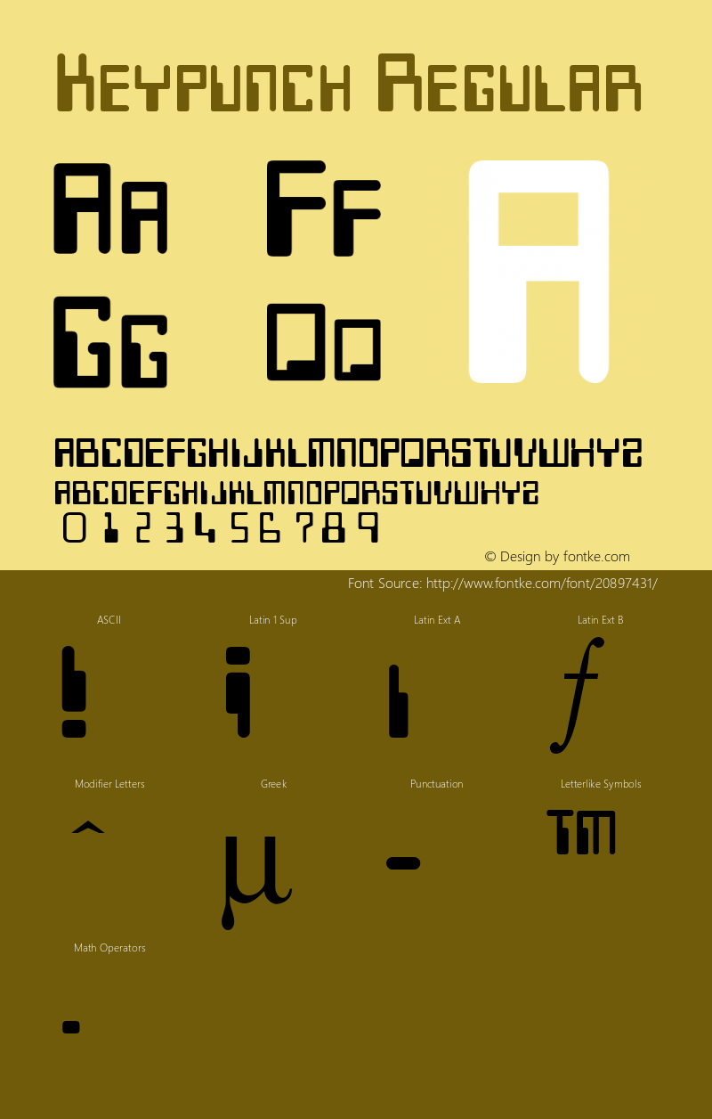 Keypunch Macromedia Fontographer 4.1 6/6/96 Font Sample